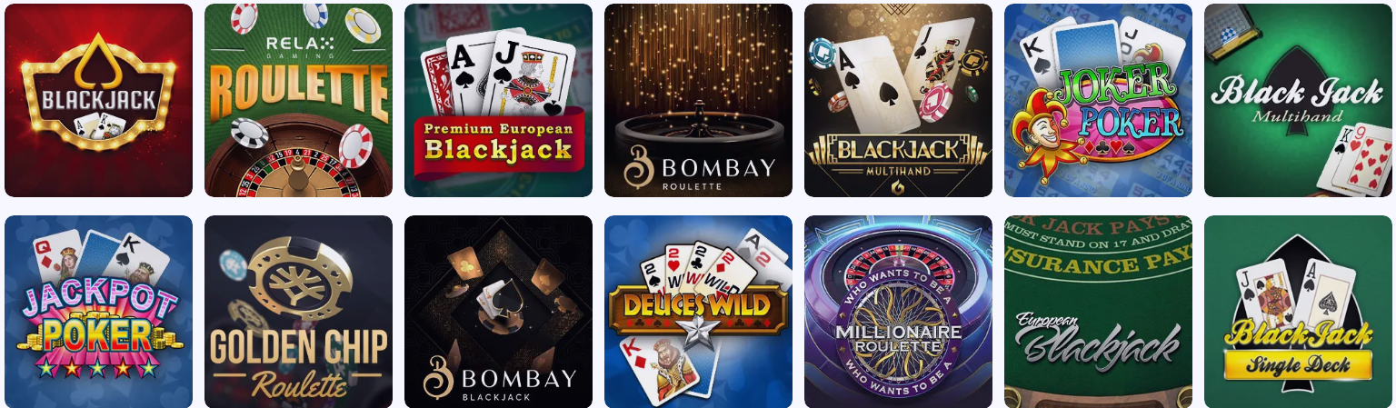 Jeux de table de Jackpot bob casino